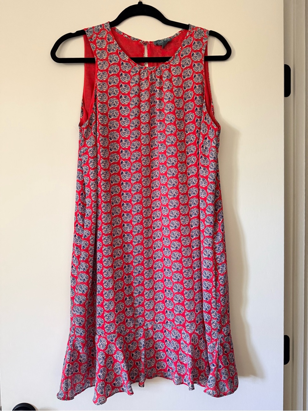 Sleeveless Floral A-Line Dress in Coral Pink